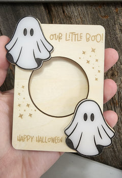 Ghost Halloween Fridge Magnet Photo Frame